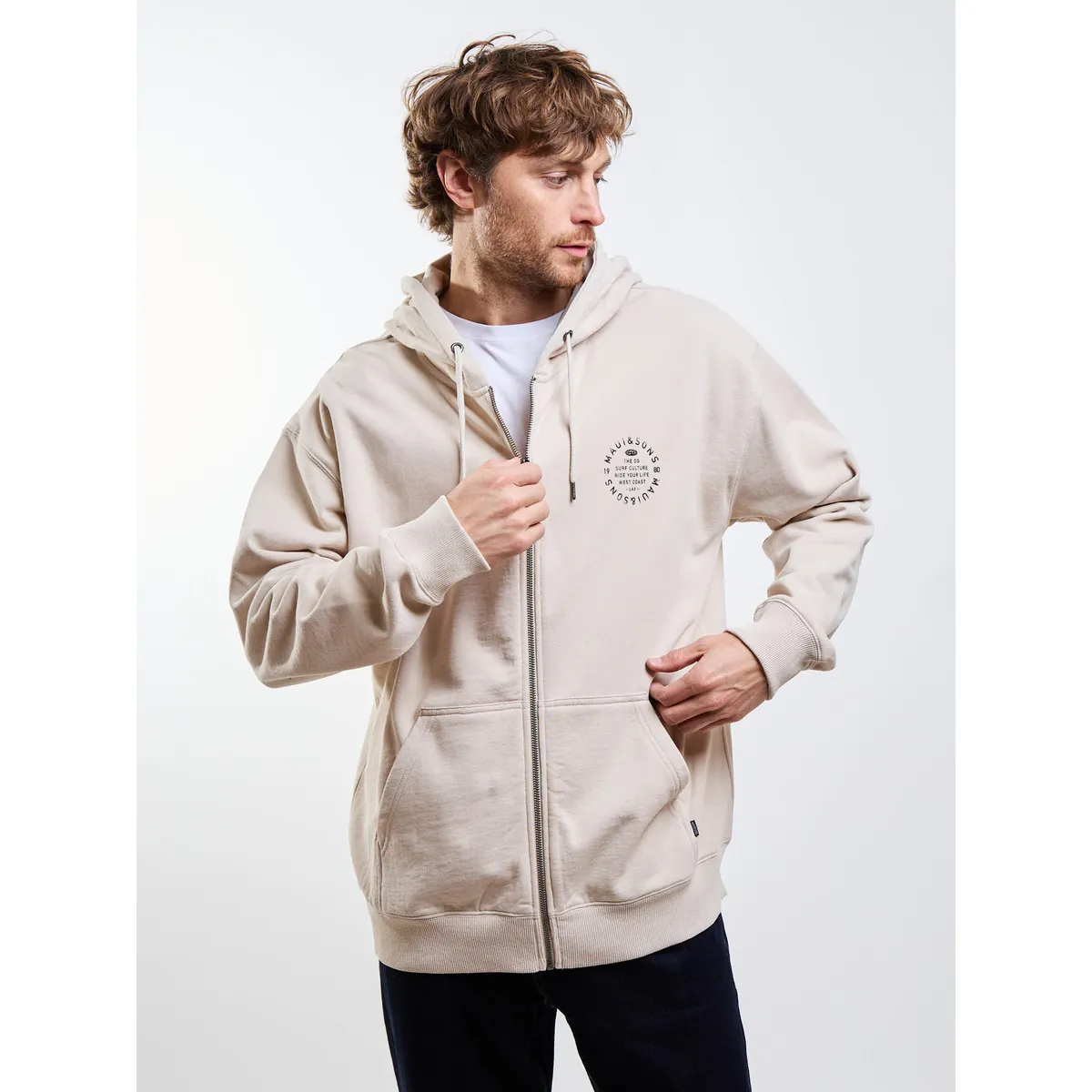MAUI AND SONS - Poleron FZ Blueva Beige Hombre Maui And Sons