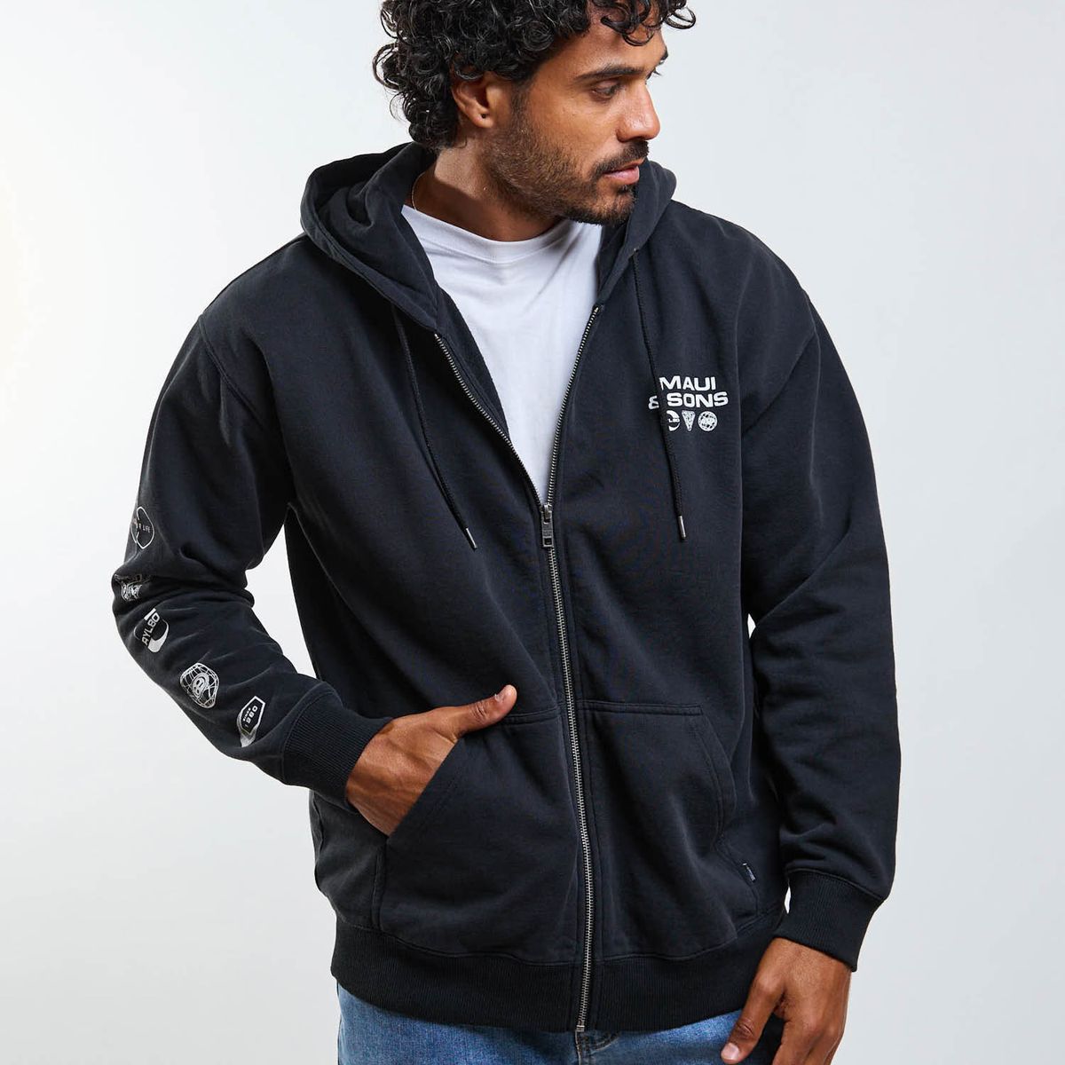 MAUI AND SONS - Poleron FZ Elementals Negro Hombre Maui And Sons