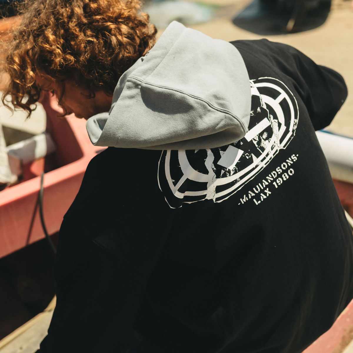 MAUI AND SONS - Poleron FZ Destroy Negro Hombre Maui And Sons