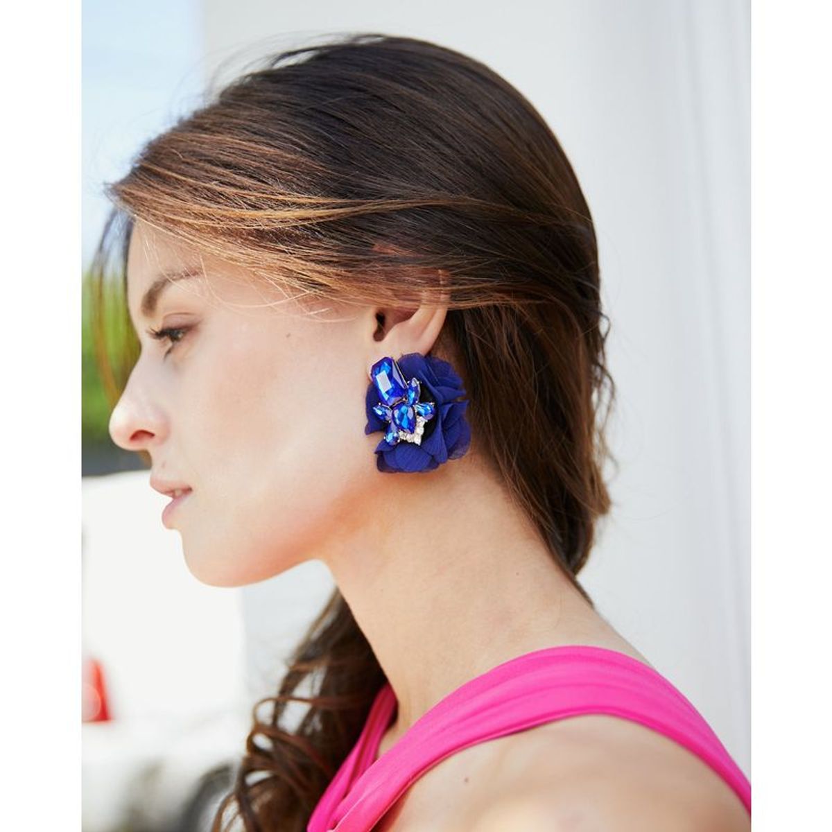MI PLACARD - Aros Sole Piedra y Flor Azul Royal