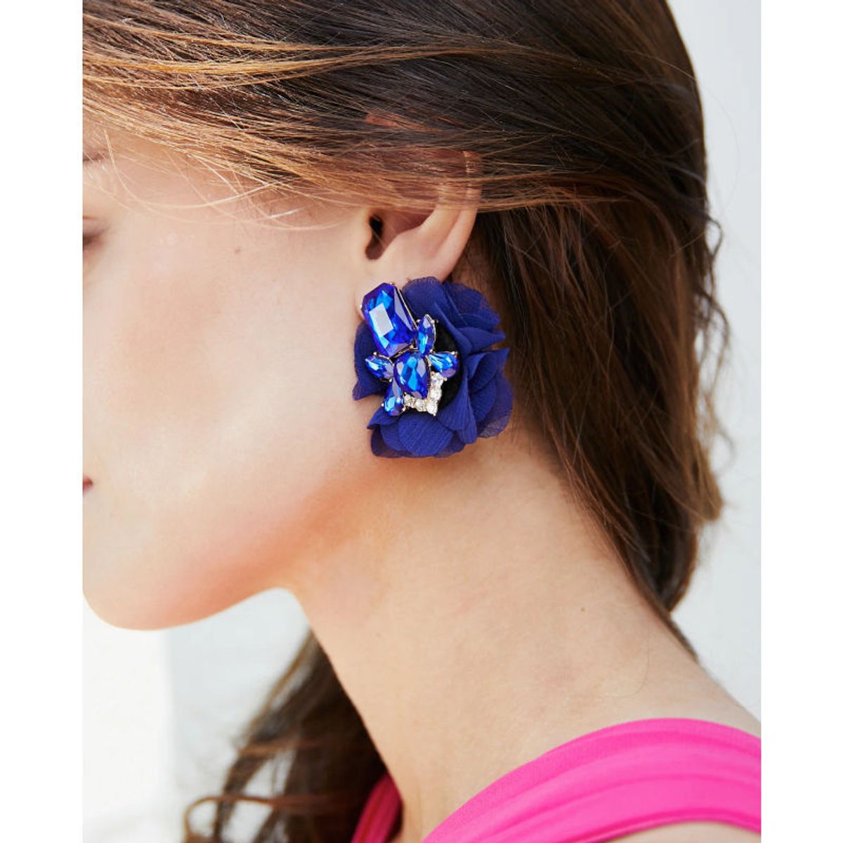 MI PLACARD - Aros Sole Piedra y Flor Azul Royal