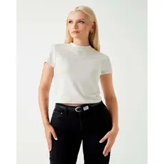GUESS - Polera Ss Licia Mock Nk Blanco