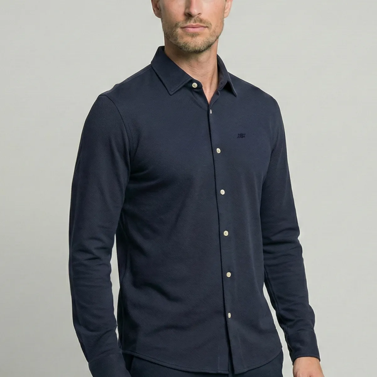 NEW MAN - Camisa Escocia Navy New Man