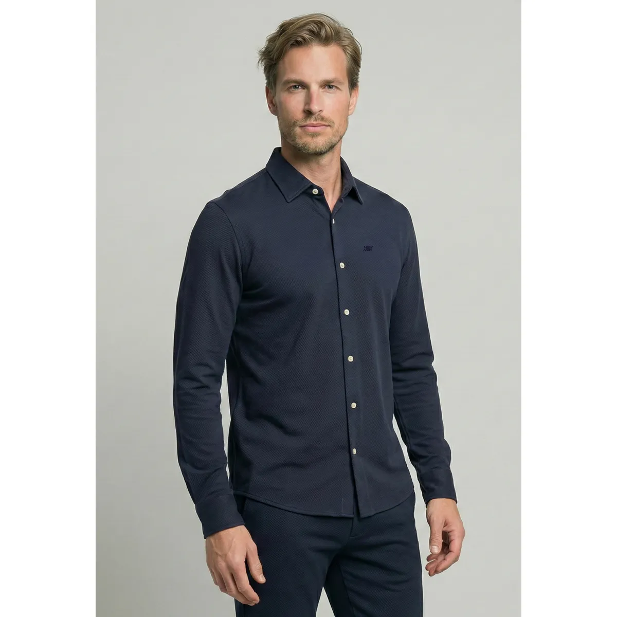 NEW MAN - Camisa Escocia Navy New Man