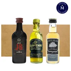 BBVINOS - Mix Miniatura Whisky Clontarf Classic Blend, Whisky Cutty Black & Whisky JB Jet 12 años.
