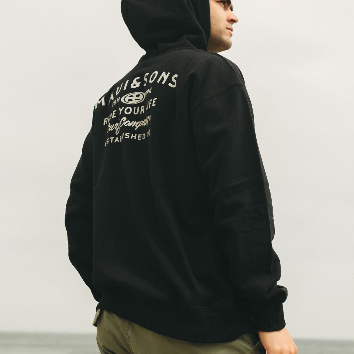 MAUI AND SONS - Poleron FZ Seava Negro Hombre Maui And Sons