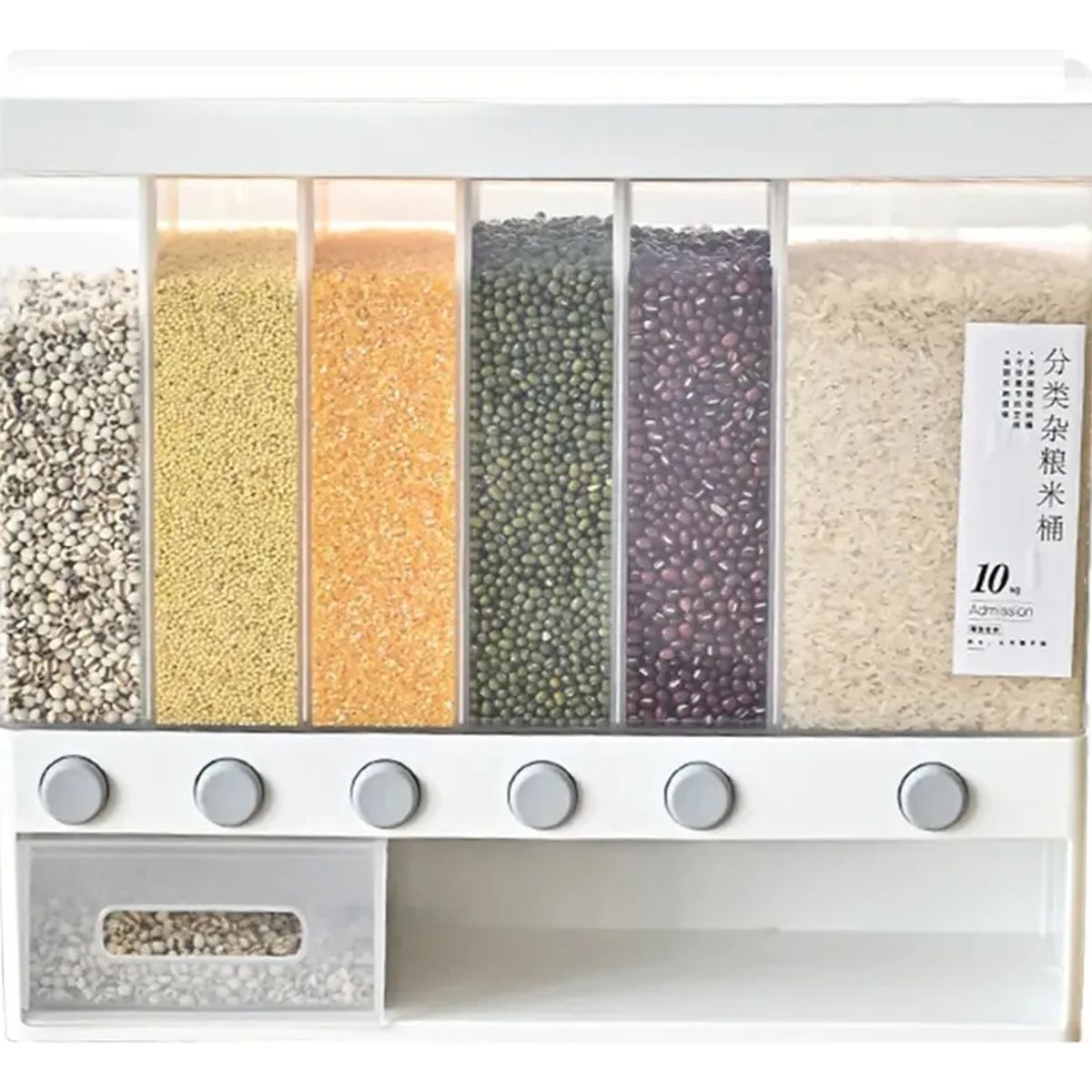 GENERICO - Dispensador 6 Compartimentos Granos Cereal Arroz Pasta Mesa