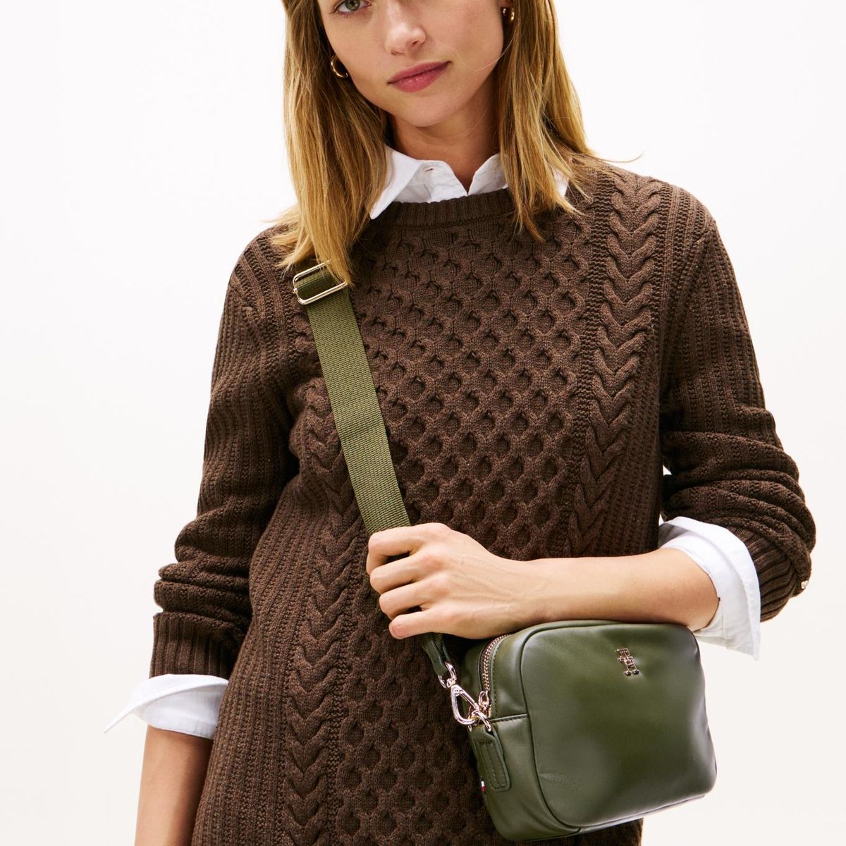 TOMMY HILFIGER - Bandolera Popette Soft Monogram Verde Tommy Hilfiger