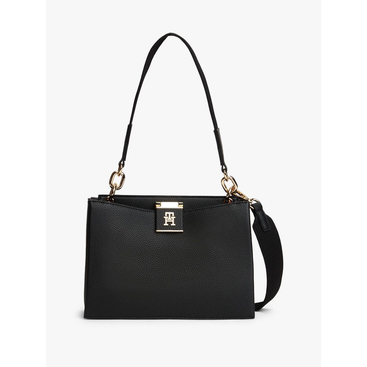 TOMMY HILFIGER - Cartera Satchel Heritage Negro Tommy Hilfiger