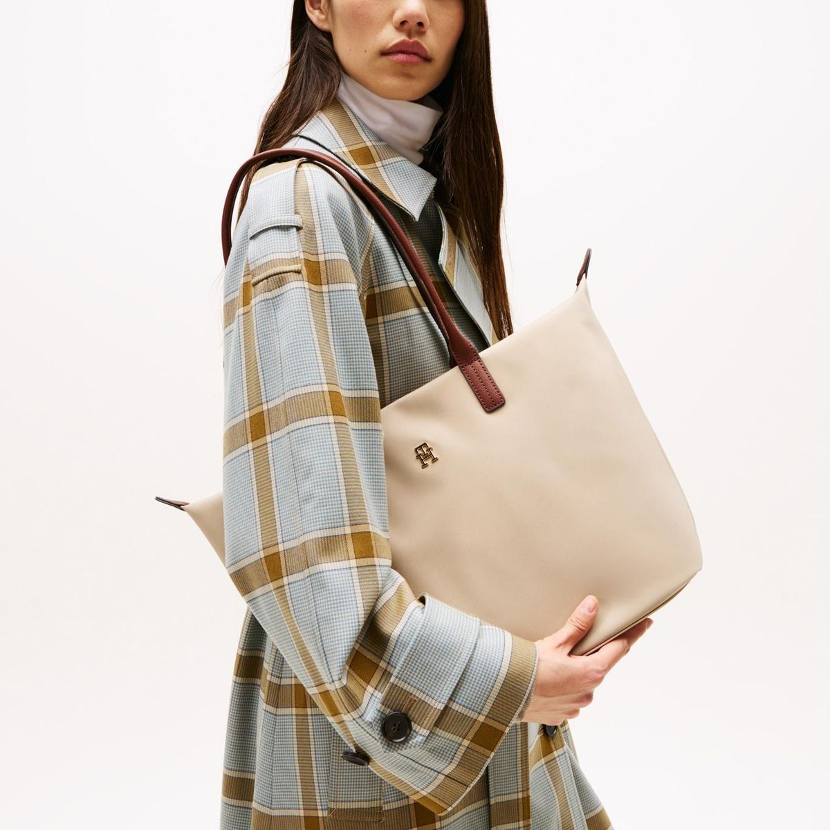 TOMMY HILFIGER - Tote Con Monograma Th Beige Tommy Hilfiger