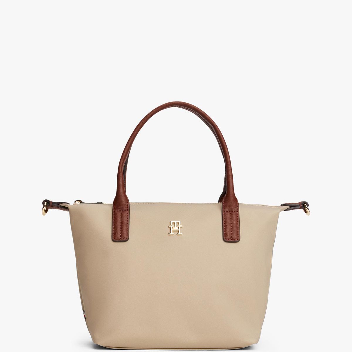 TOMMY HILFIGER - Tote Popette Con Logo Beige Tommy Hilfiger