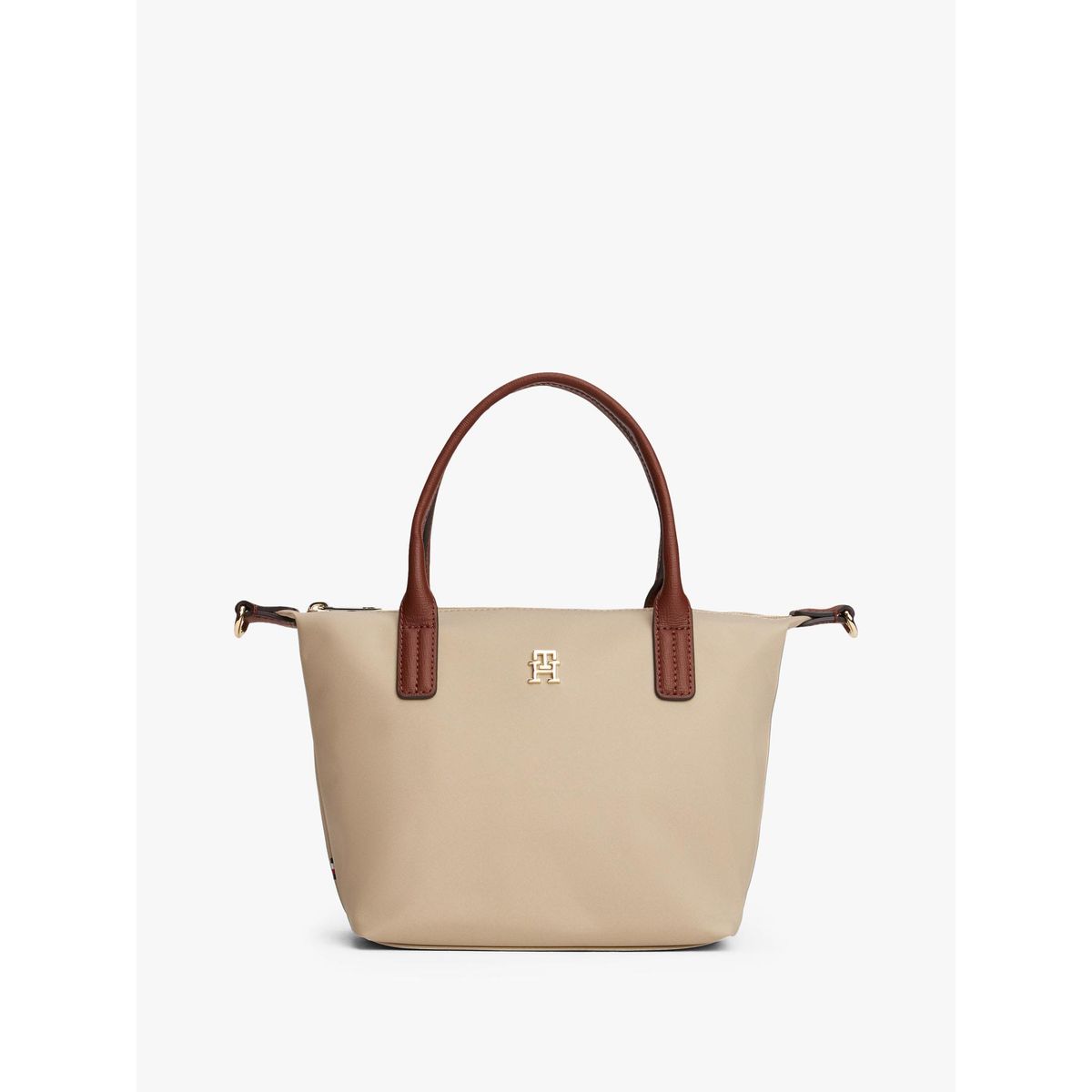 TOMMY HILFIGER - Tote Popette Con Logo Beige Tommy Hilfiger