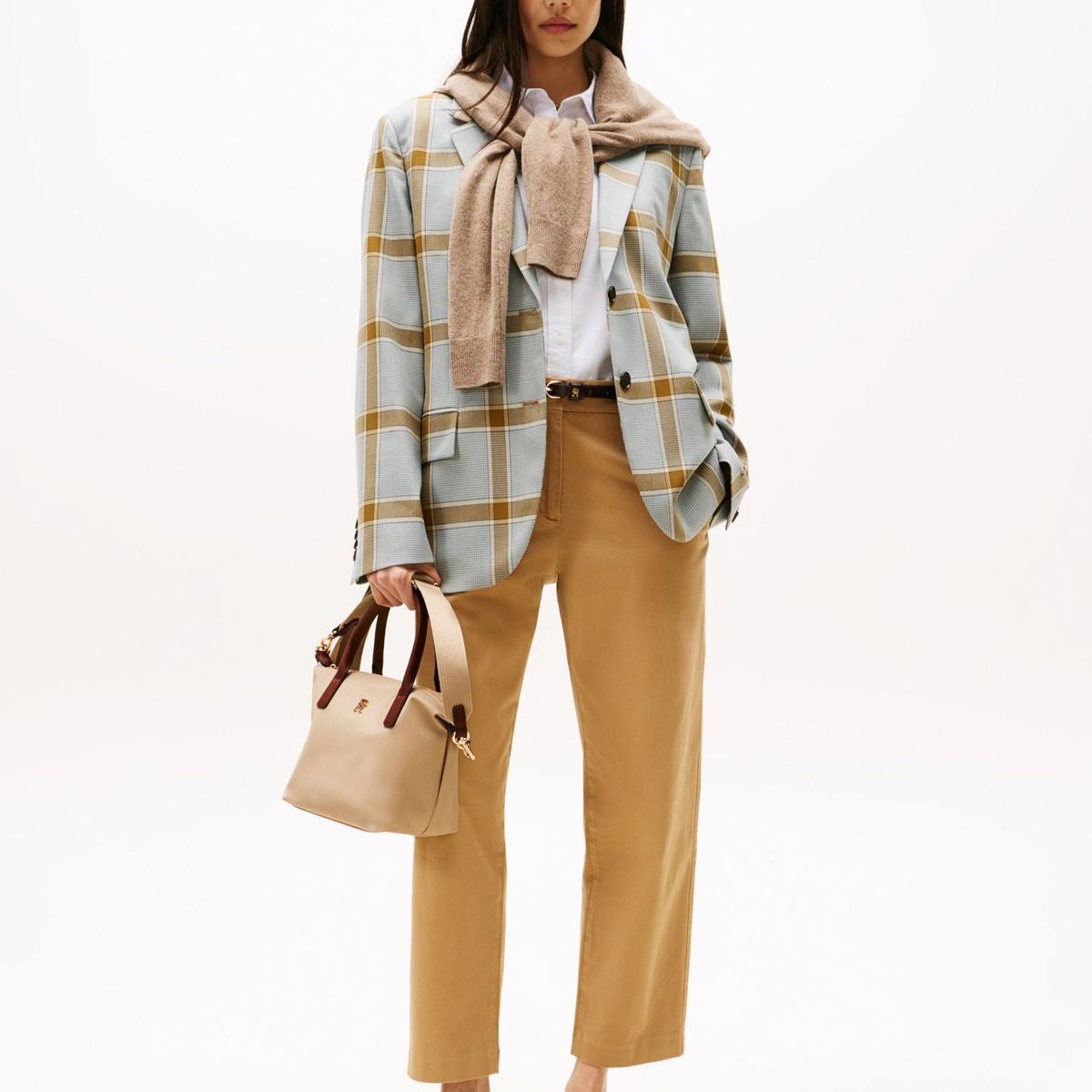 TOMMY HILFIGER - Tote Popette Con Logo Beige Tommy Hilfiger