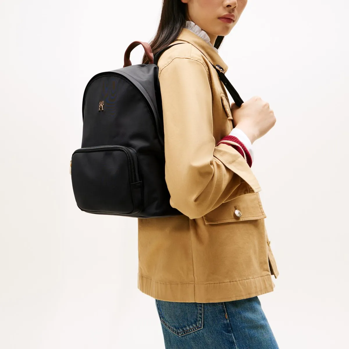 TOMMY HILFIGER - Mochila Popette Monogram Negro Tommy Hilfiger