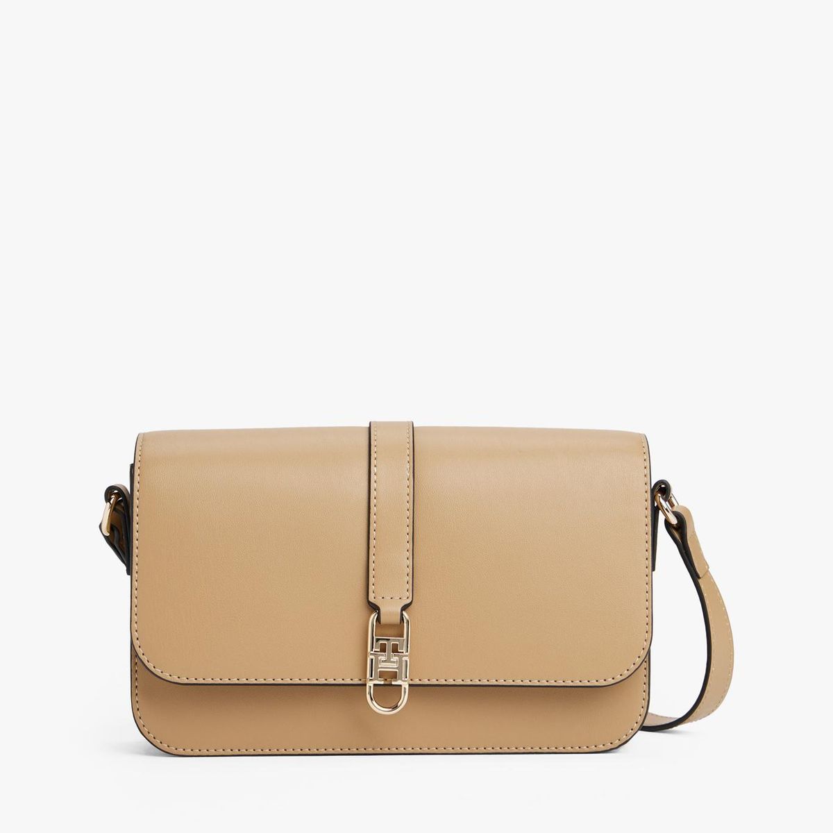 TOMMY HILFIGER - Bandolera Con Solapa Monogram Beige Tommy Hilfiger