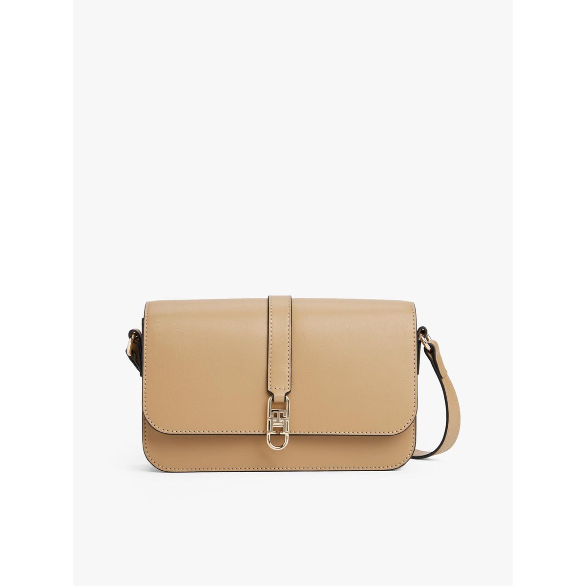 TOMMY HILFIGER - Bandolera Con Solapa Monogram Beige Tommy Hilfiger