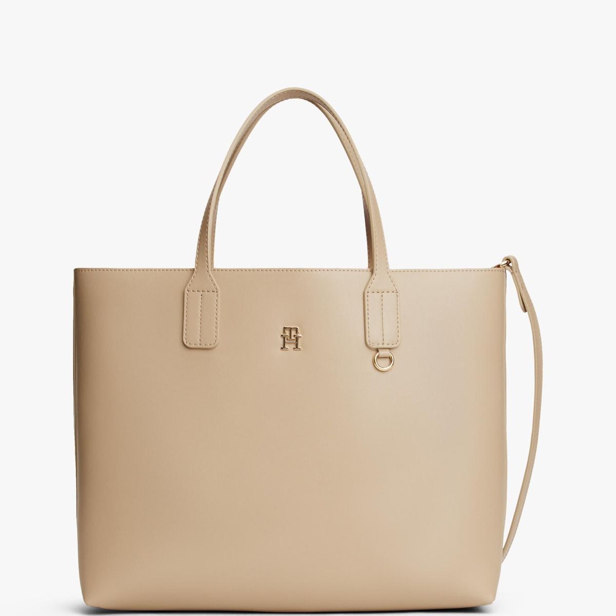 TOMMY HILFIGER - Cartera Satchel Icon Beige Tommy Hilfiger