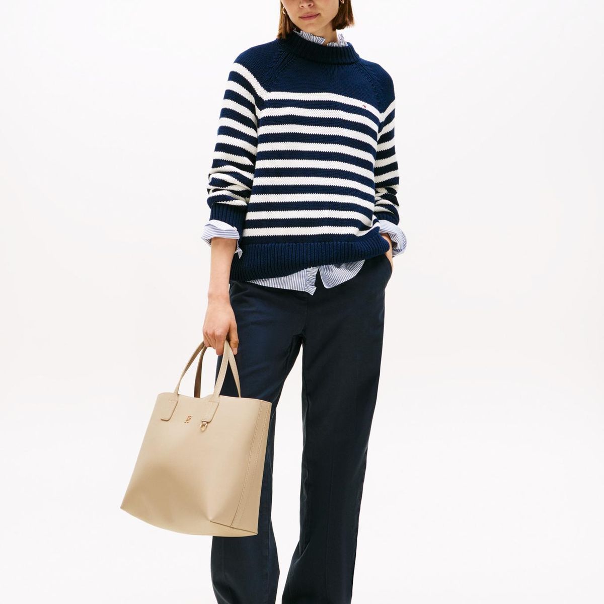 TOMMY HILFIGER - Cartera Satchel Icon Beige Tommy Hilfiger