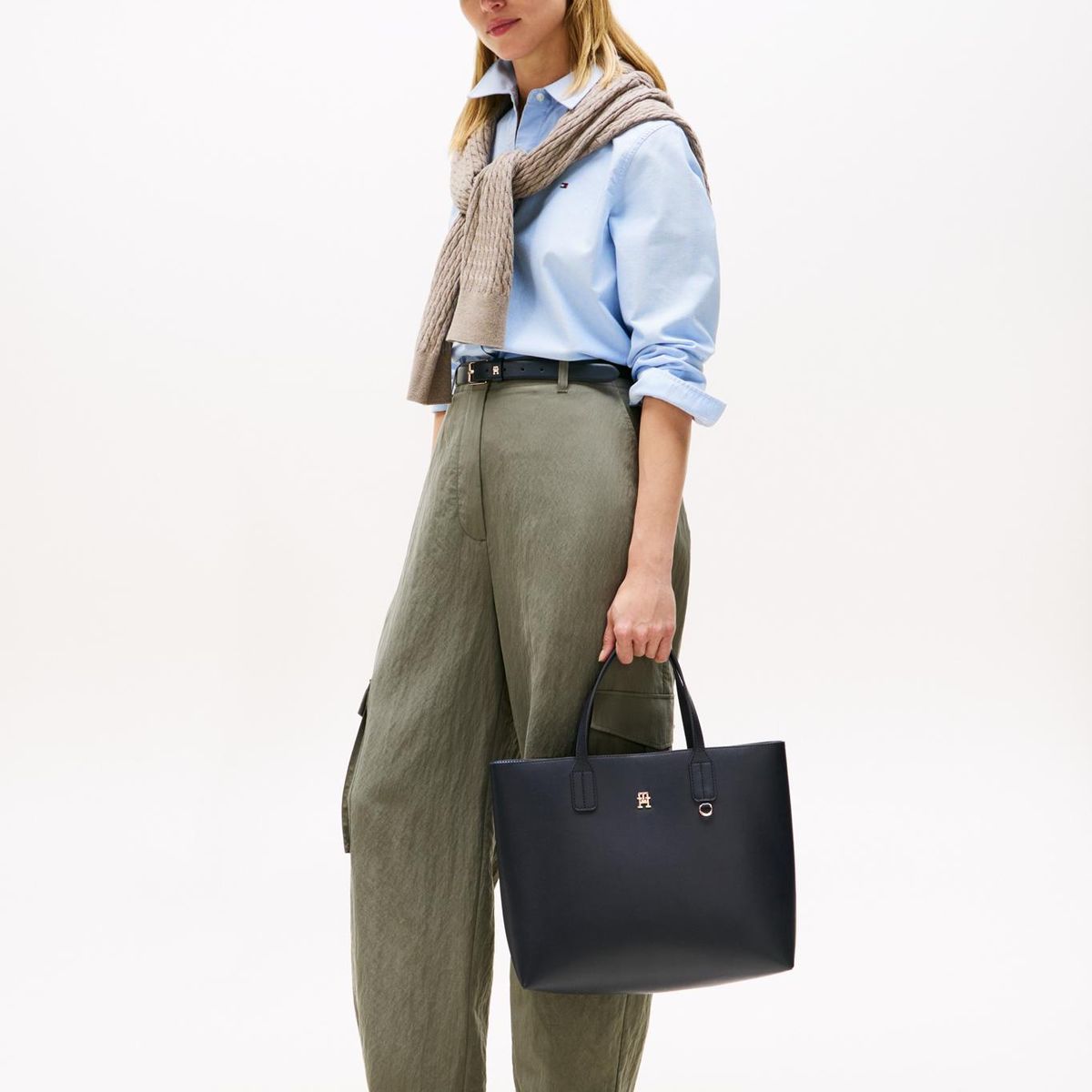 TOMMY HILFIGER - Cartera Satchel Icon Azul Tommy Hilfiger