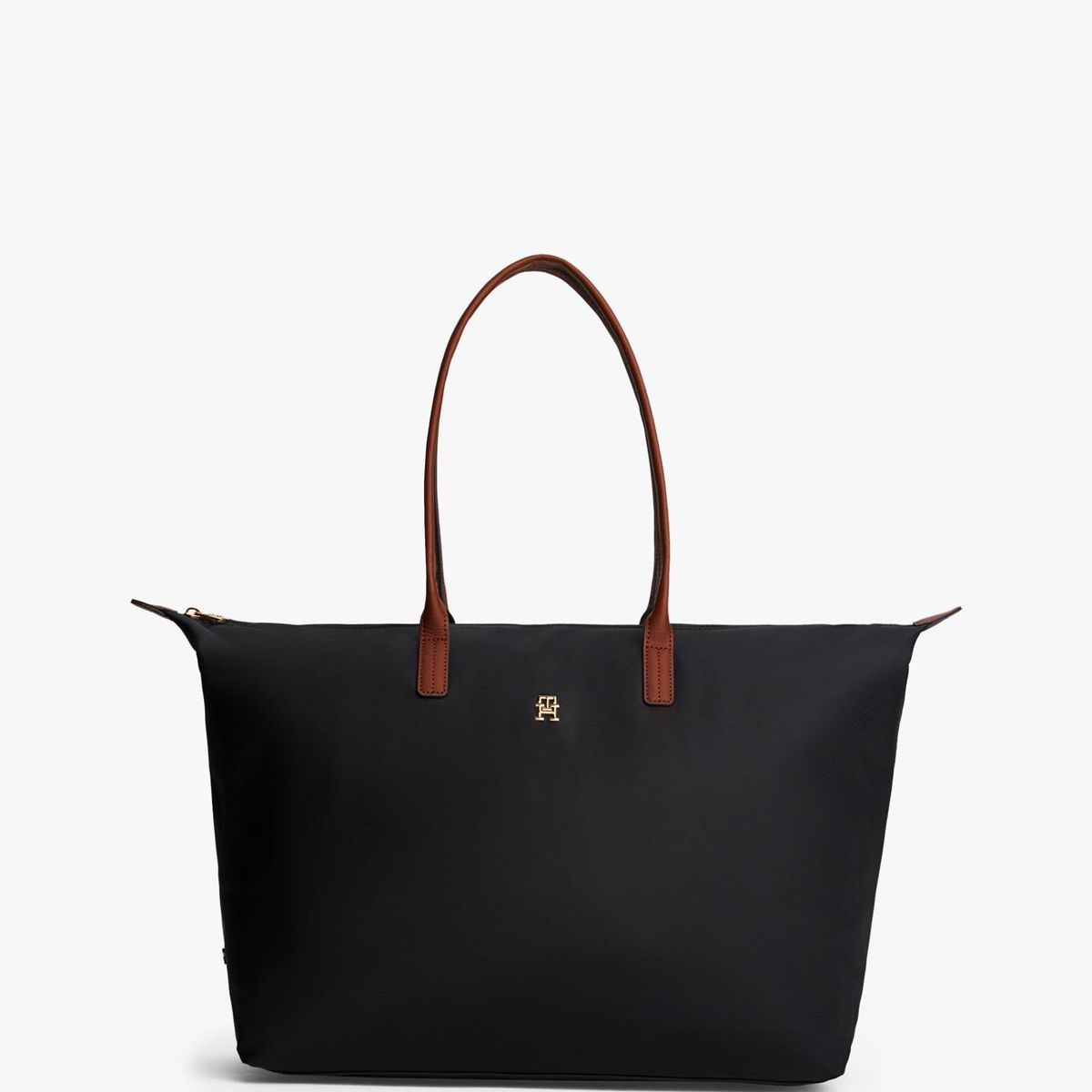 TOMMY HILFIGER - Tote Maxi Popette Monogram Negro Tommy Hilfiger