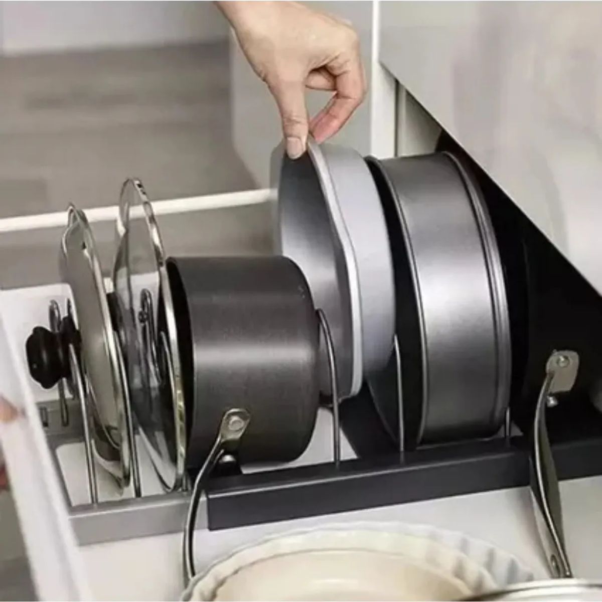 GENERICO - Rack Organizador Tapas Ollas Expandible 7 Divisores Ajustable