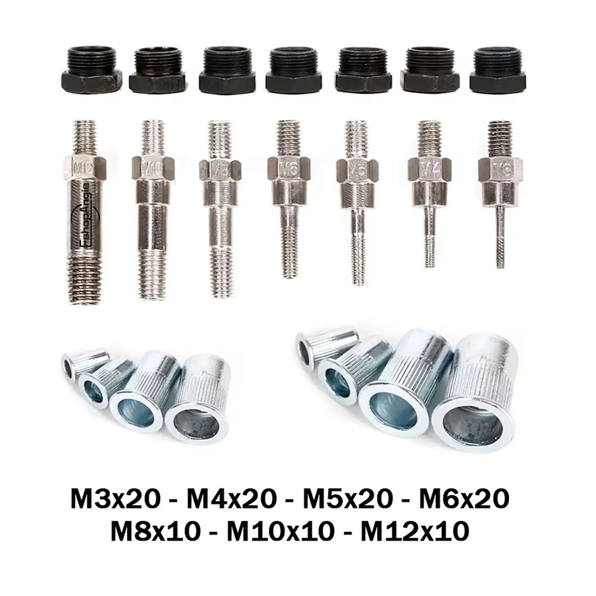 ESHOPANGIE - Kit Remachadora Tuerca Mandril M3-m12 Remache Ciego 110pzs 1