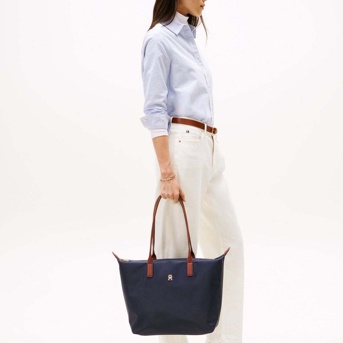 TOMMY HILFIGER - Tote Con Monograma Th Azul Tommy Hilfiger