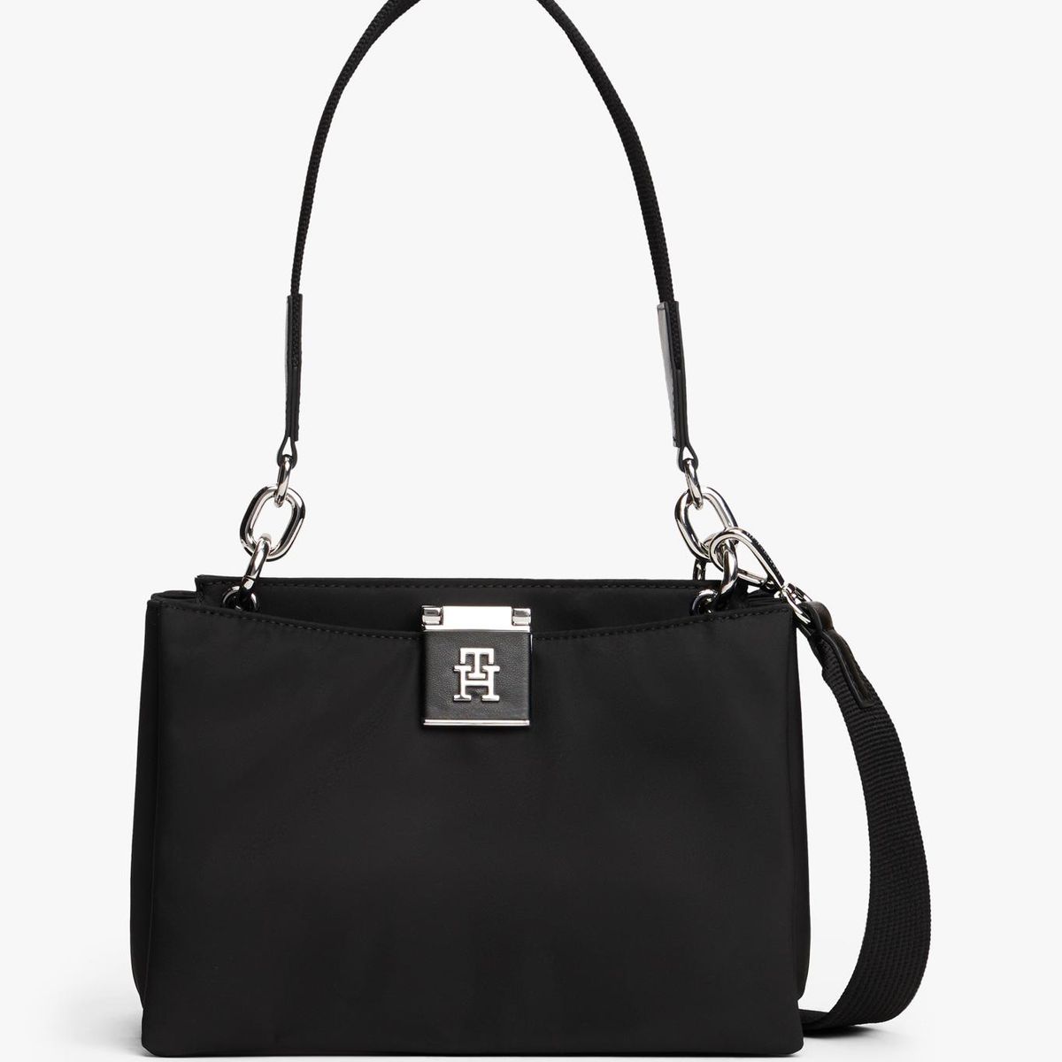 TOMMY HILFIGER - Cartera Satchel Heritage Con Logo Negro Tommy Hilfiger