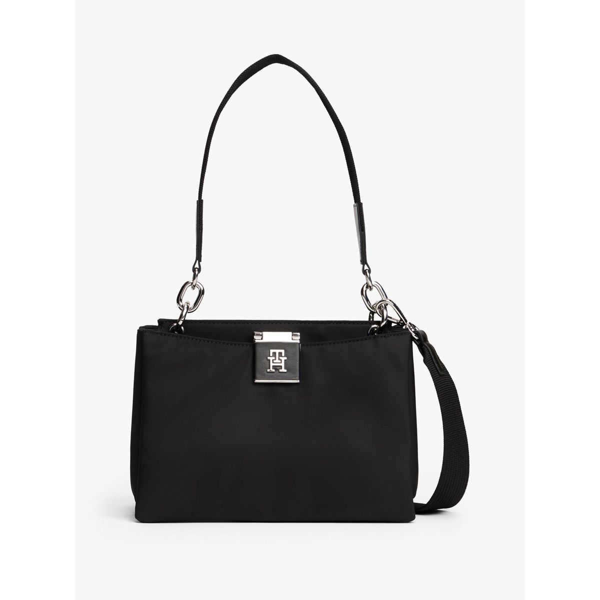 TOMMY HILFIGER - Cartera Satchel Heritage Con Logo Negro Tommy Hilfiger