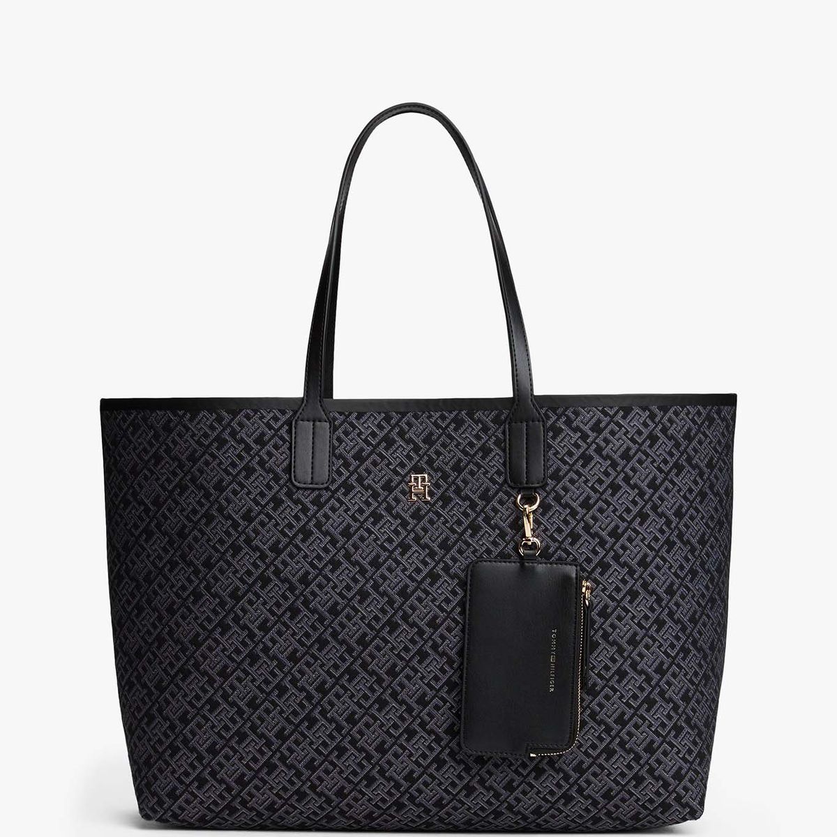 TOMMY HILFIGER - Tote Monogram Jacquard Negro Tommy Hilfiger