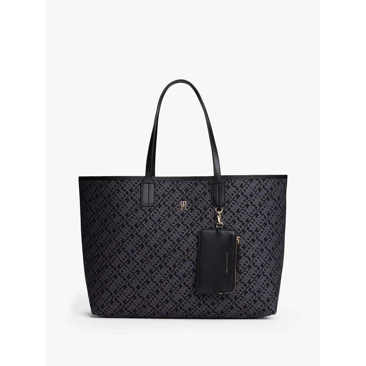 TOMMY HILFIGER - Tote Monogram Jacquard Negro Tommy Hilfiger