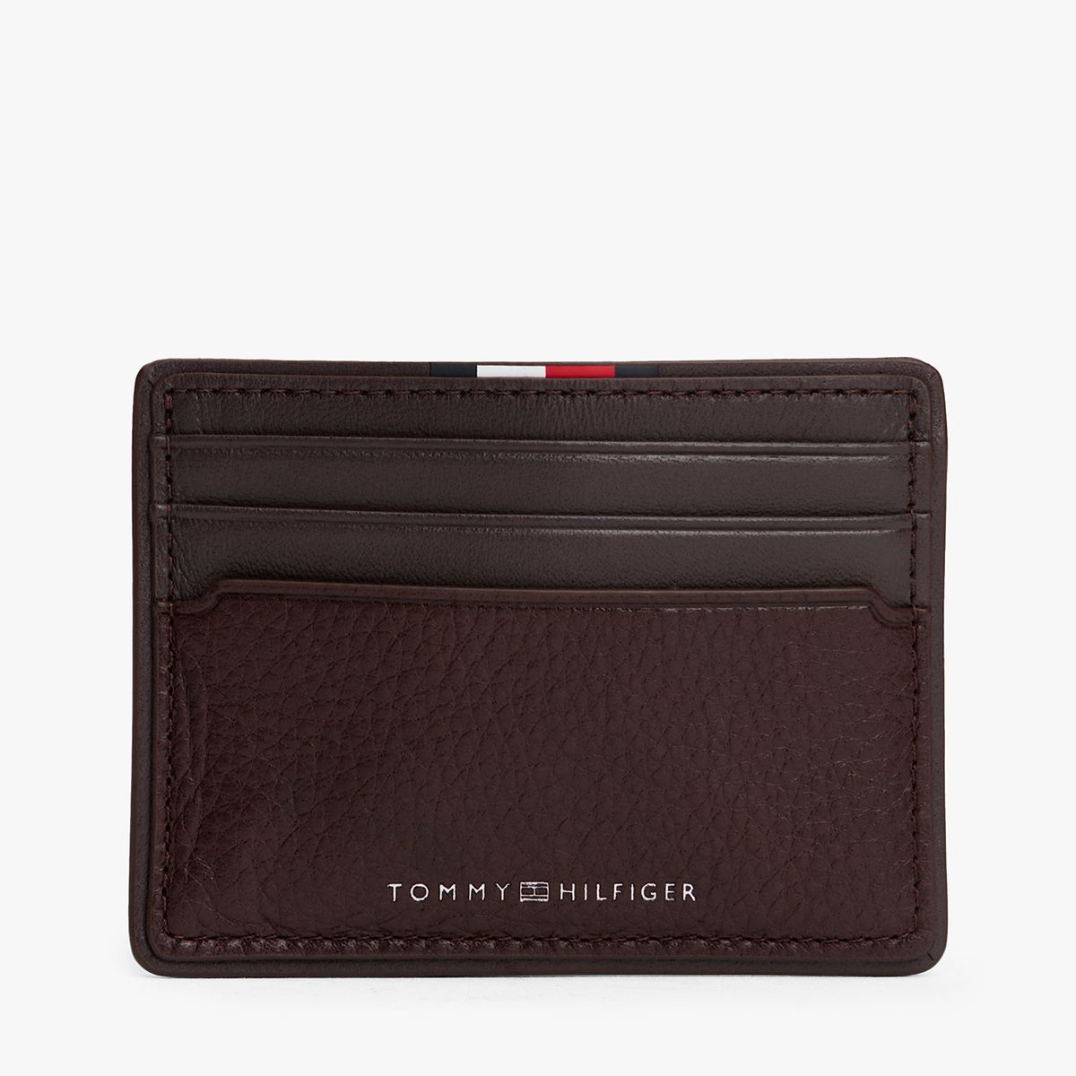 TOMMY HILFIGER - Tarjetero Corporate De Cuero Café Tommy Hilfiger