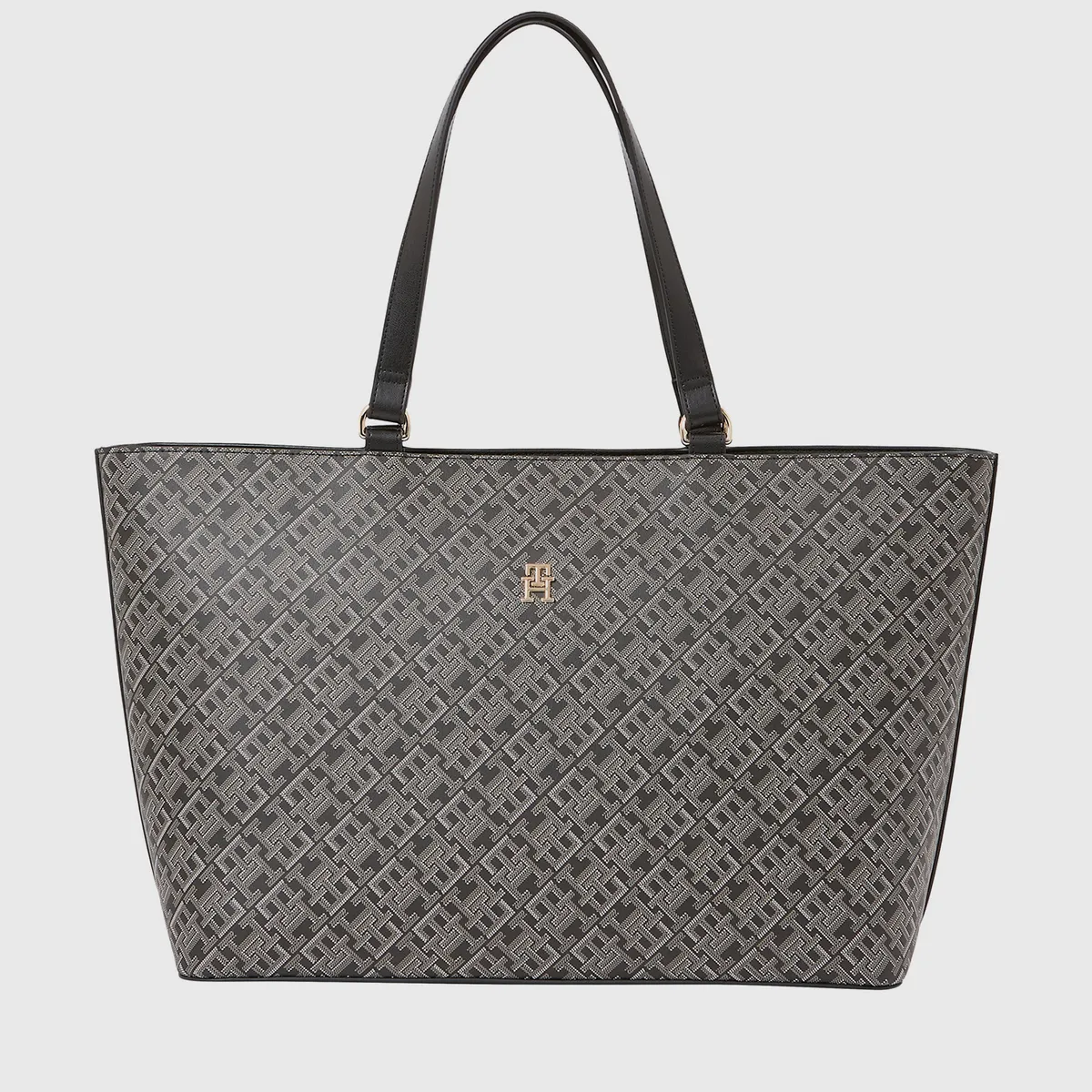 TOMMY HILFIGER - Tote Con Estampado Monogram Negro Tommy Hilfiger