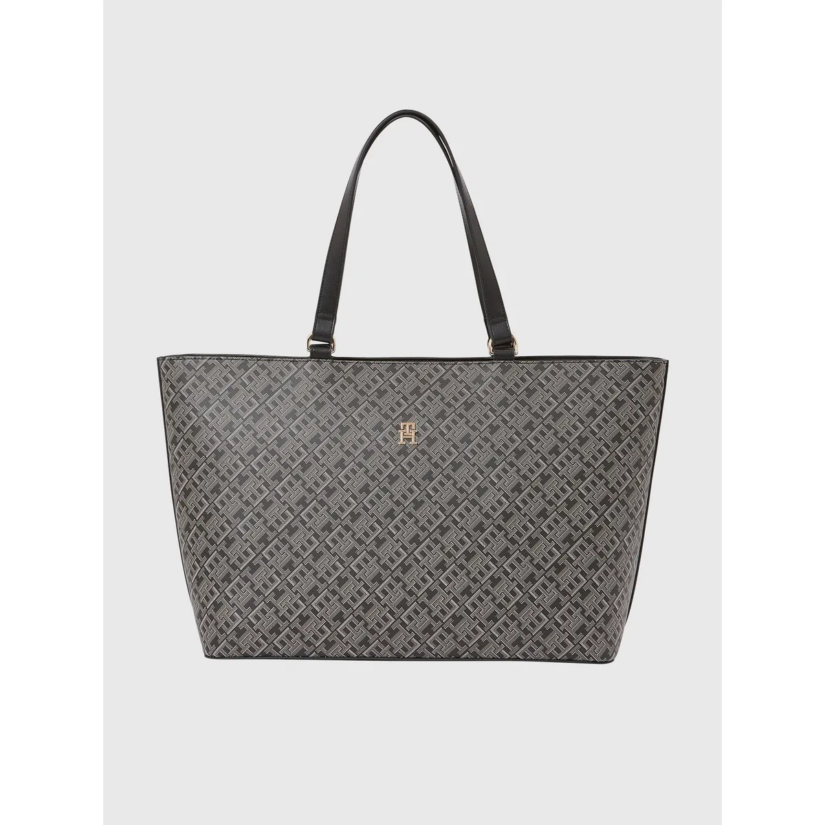 TOMMY HILFIGER - Tote Con Estampado Monogram Negro Tommy Hilfiger