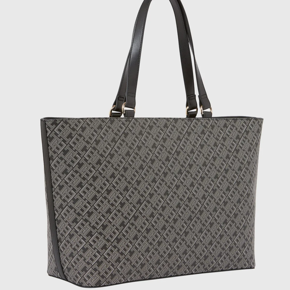 TOMMY HILFIGER - Tote Con Estampado Monogram Negro Tommy Hilfiger