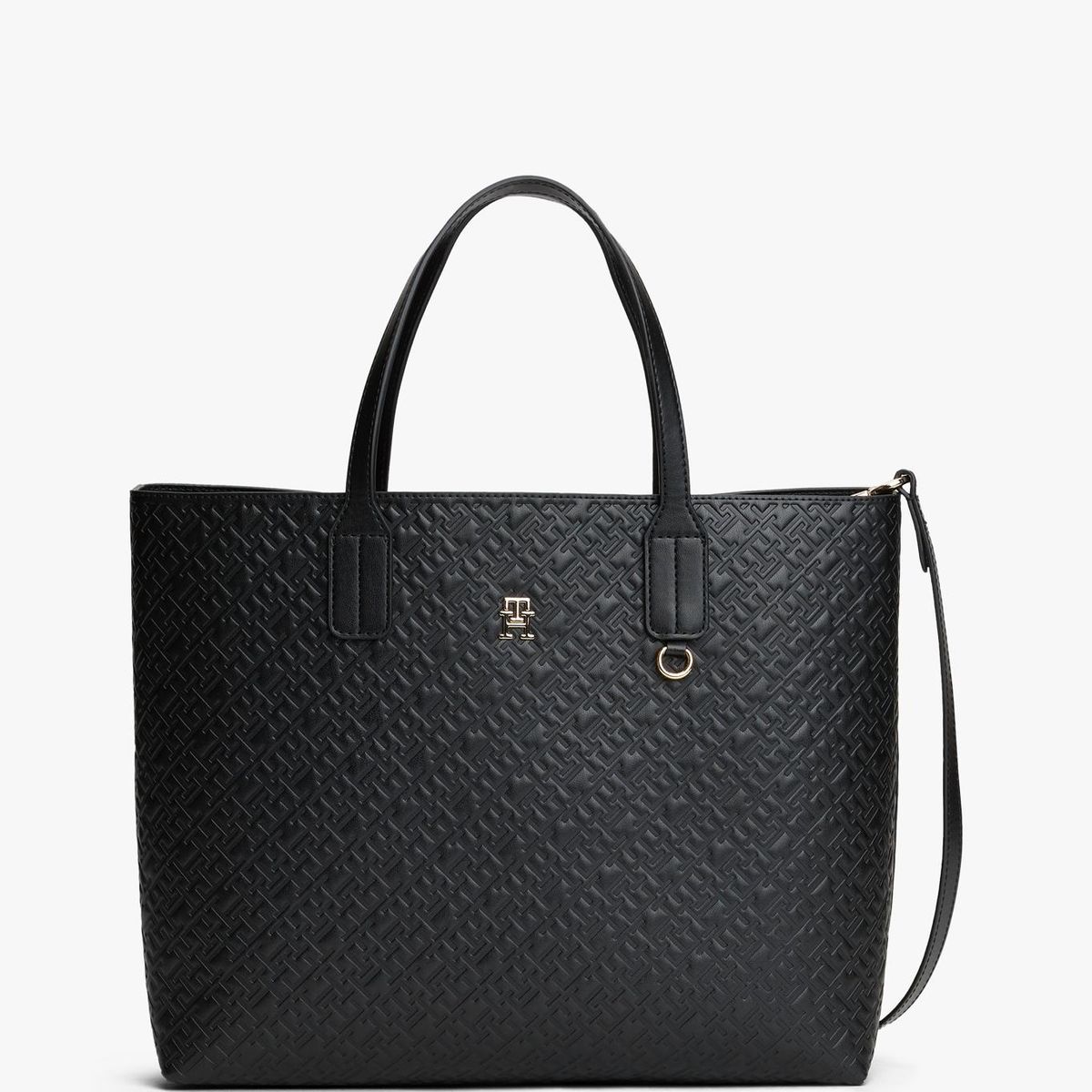 TOMMY HILFIGER - Cartera Satchel Monogram Negro Tommy Hilfiger