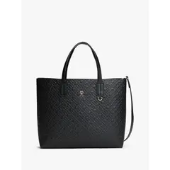TOMMY HILFIGER - Cartera Satchel Monogram Negro