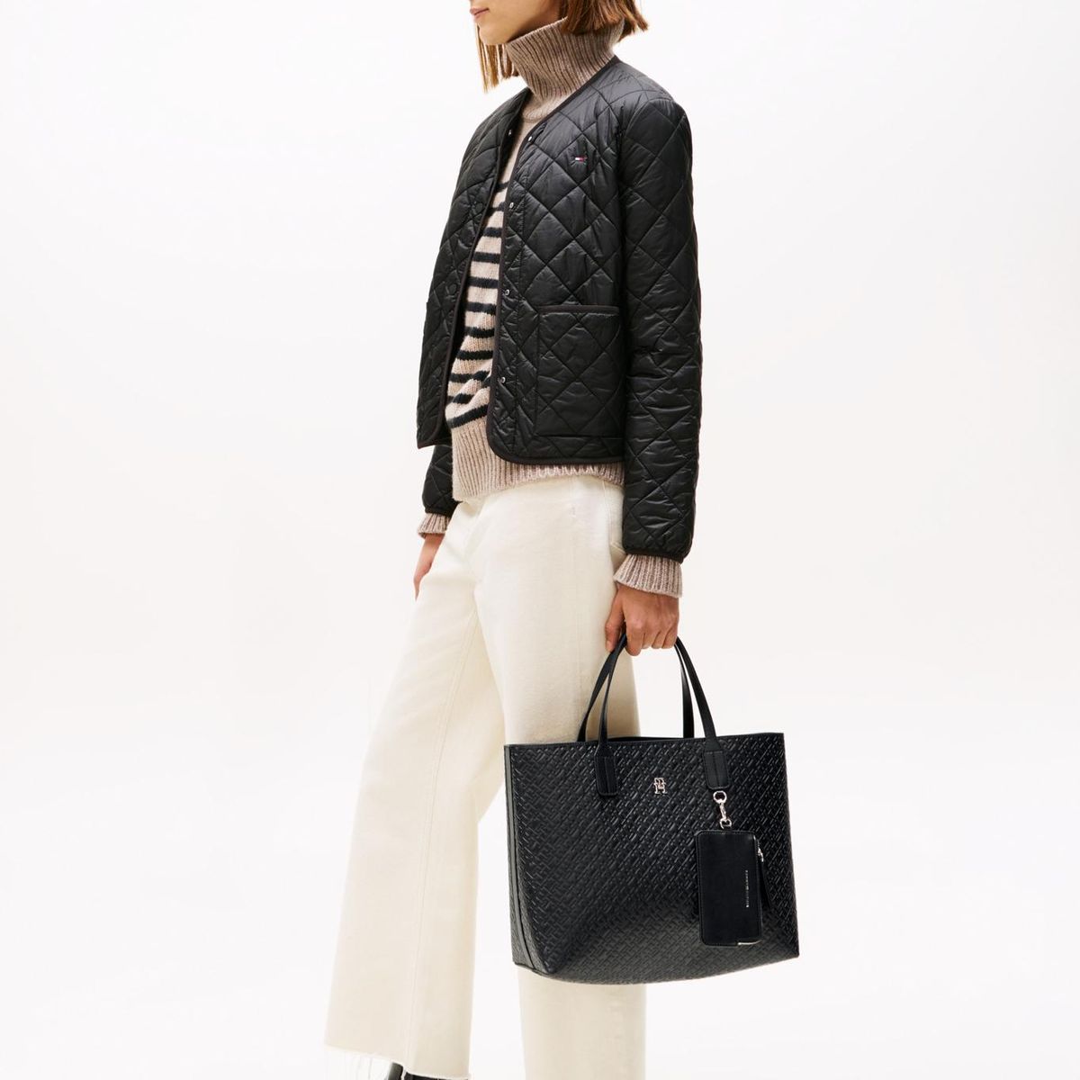 TOMMY HILFIGER - Cartera Satchel Monogram Negro Tommy Hilfiger