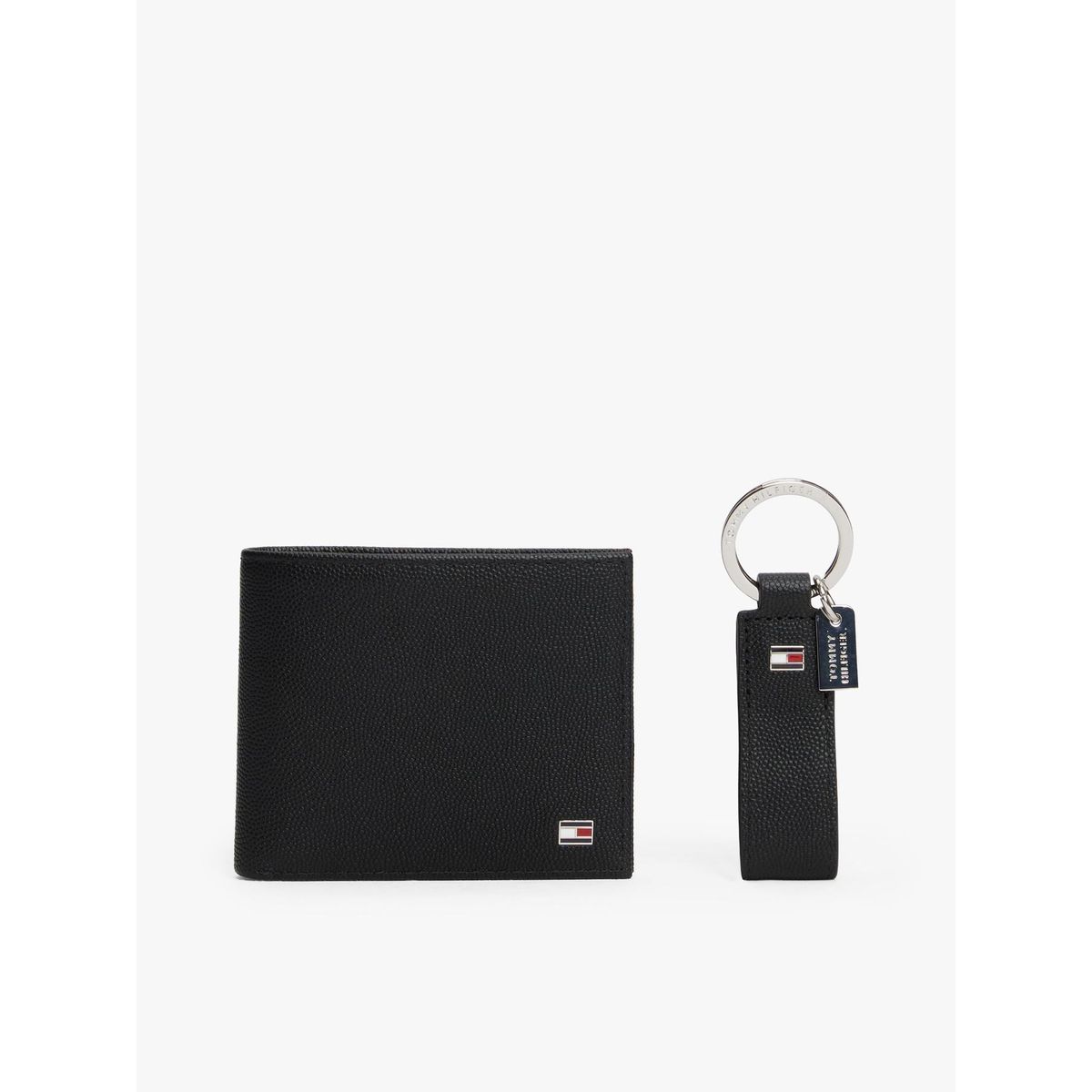 TOMMY HILFIGER - Set Llavero Y Tarjetero De Cuero Negro Tommy Hilfiger