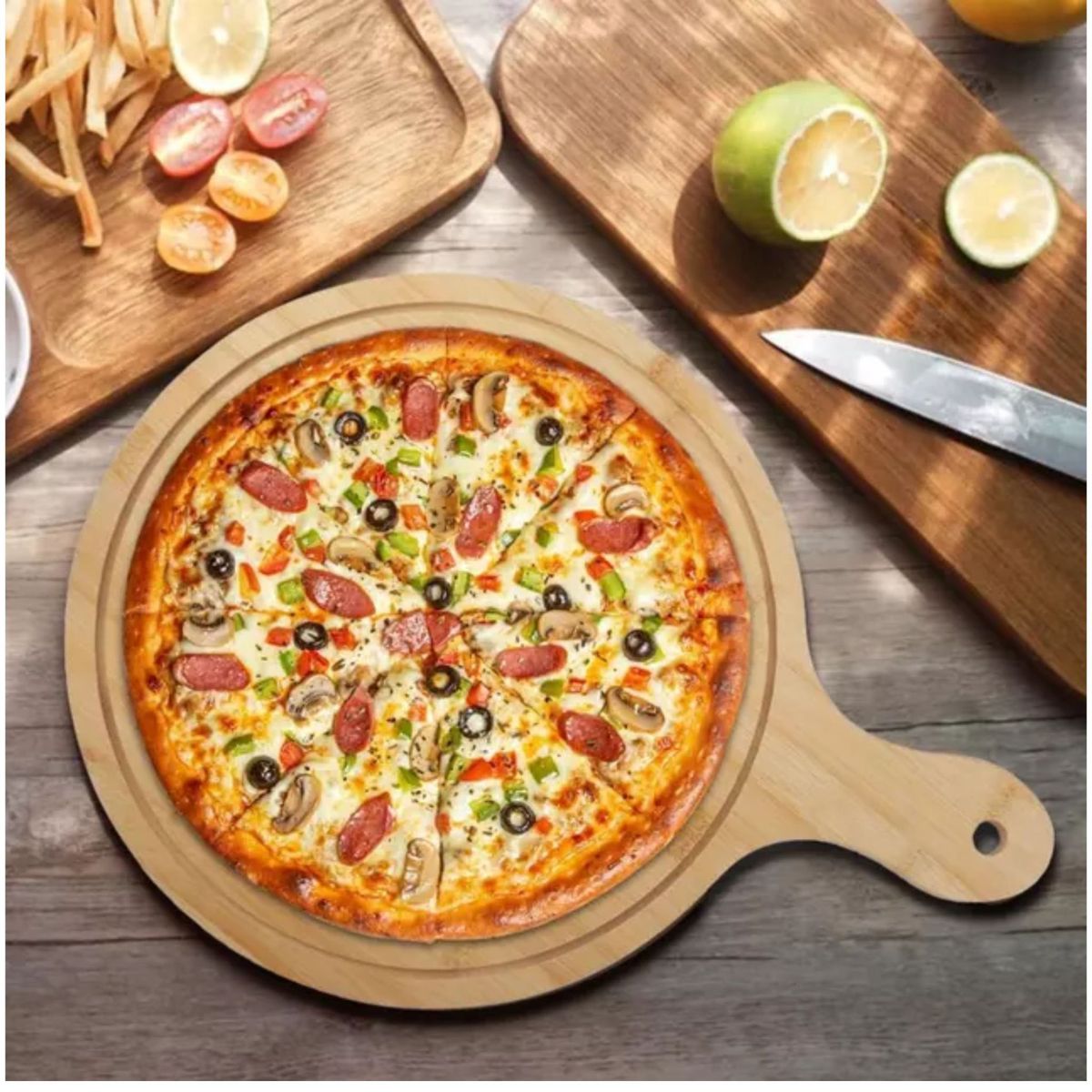 Tabla De Madera Para Pizza Picoteo 32cm, marca GENERICO - Foto 2