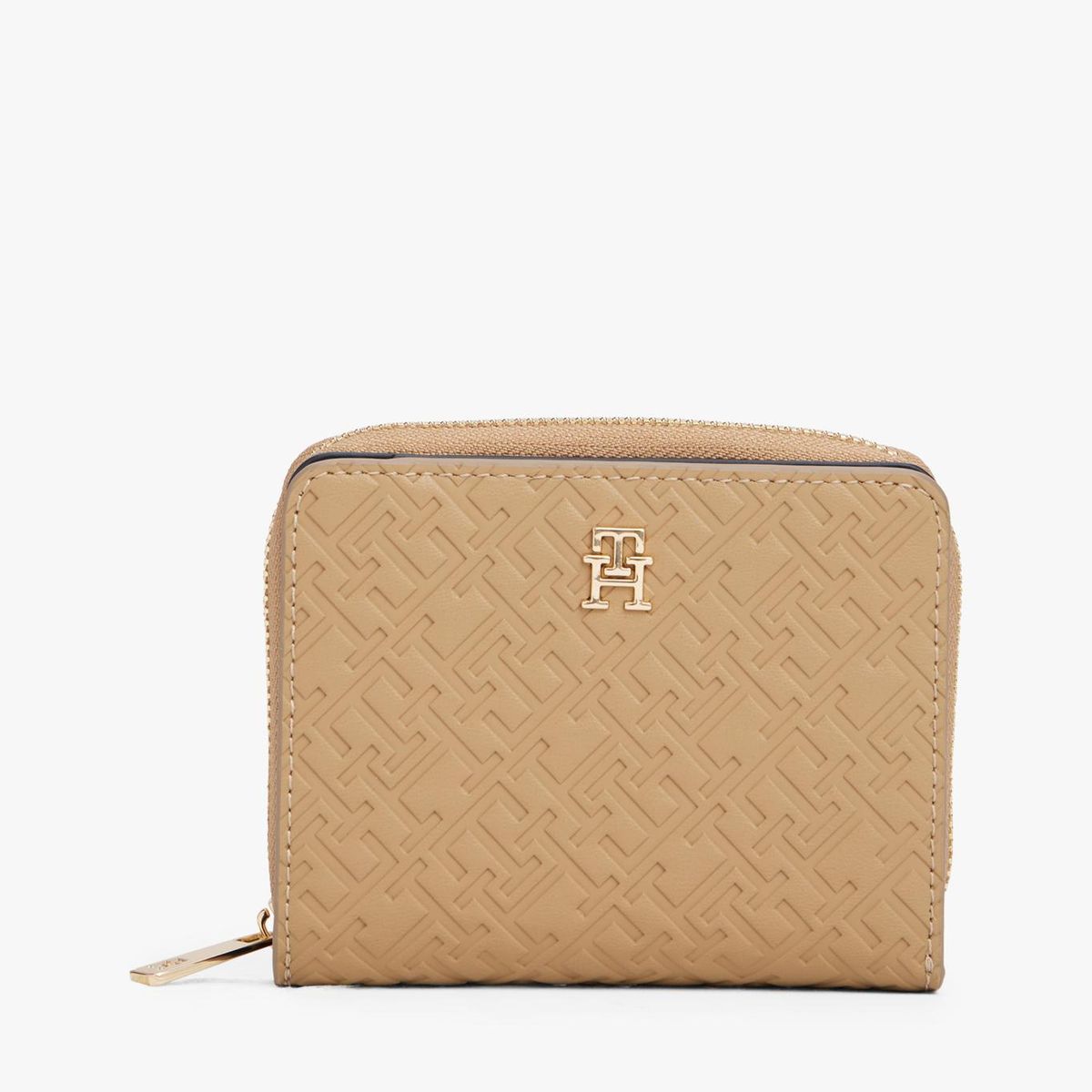 TOMMY HILFIGER - Billetera Con Cierre Monogram Beige Tommy Hilfiger