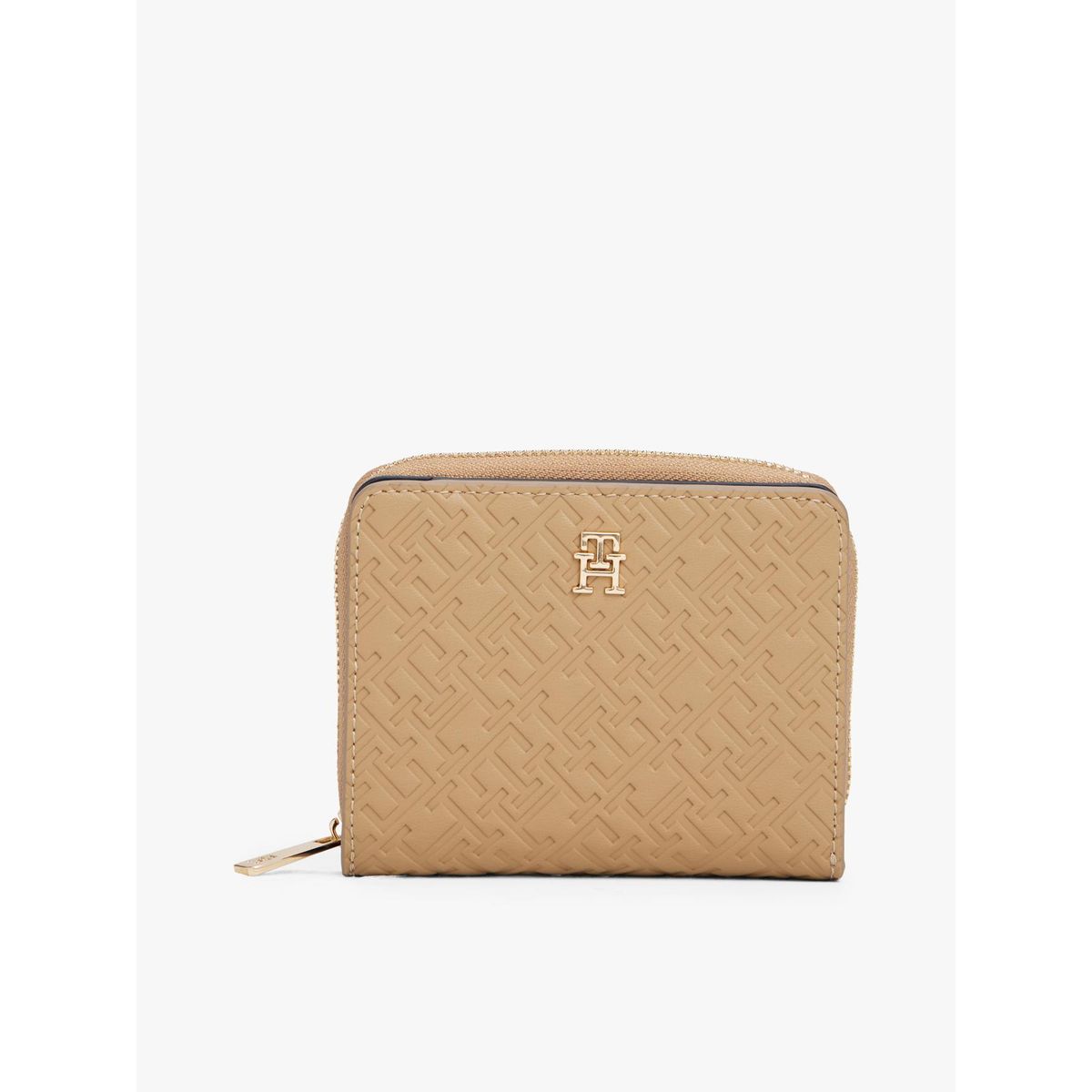 TOMMY HILFIGER - Billetera Con Cierre Monogram Beige Tommy Hilfiger