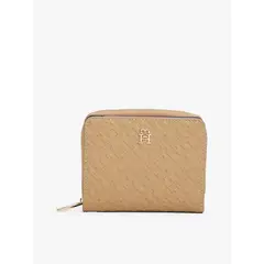 TOMMY HILFIGER - Billetera Con Cierre Monogram Beige
