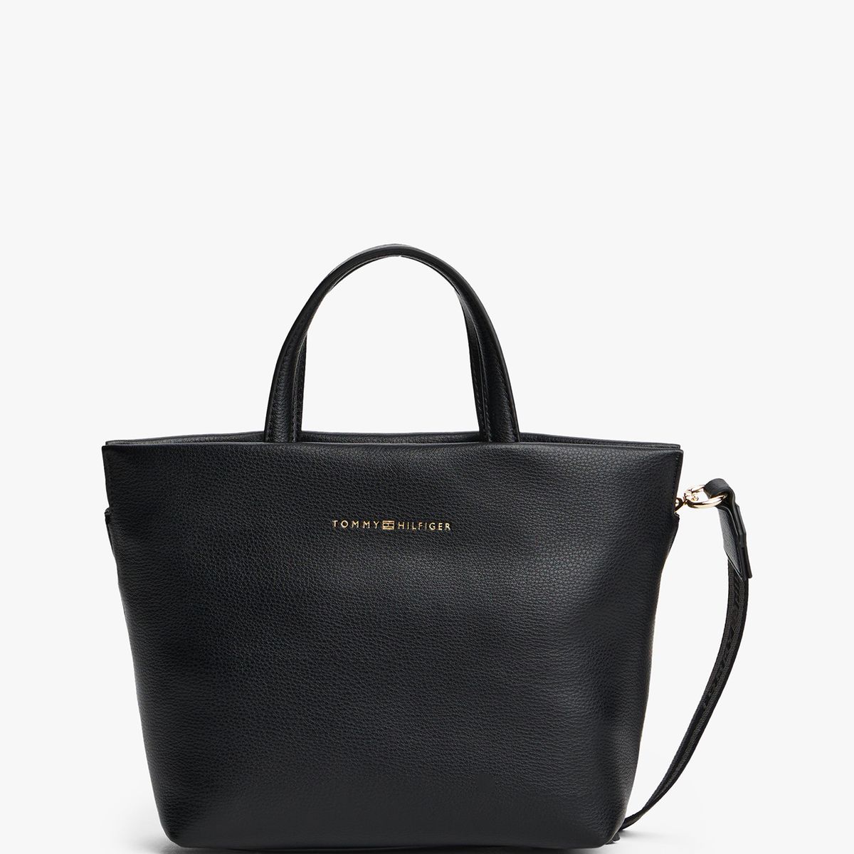 TOMMY HILFIGER - Tote Solid Con Logo Negro Tommy Hilfiger