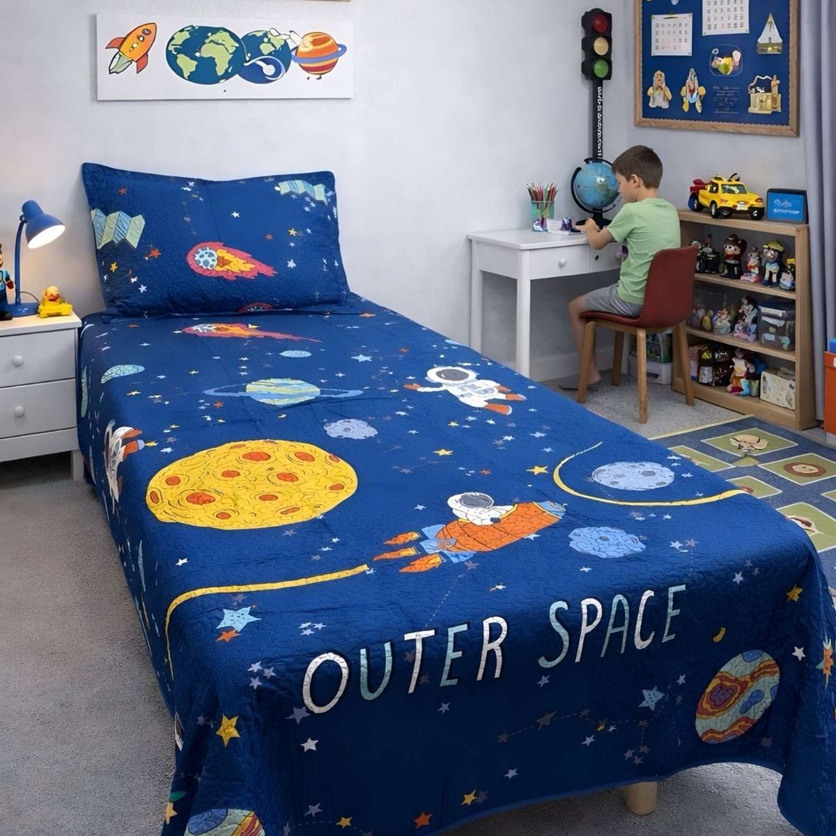 GENERICO - COLCHA INFANTIL NIÑA NIÑO QUILT PLAZA Y MEDIA