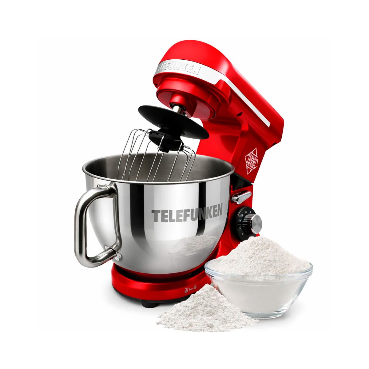 TELEFUNKEN - Batidora de Pedestal Telefunken Planetarium 1000 Roja 5.7L 1100W