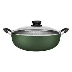 undefined - Wok Sarten Panelux 28cm Con Tapa Granito Antiadherente Verde Verde