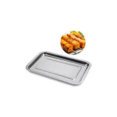 GENERICO - Bandeja Metálica Para Servir Acero Inoxidable Horno 45x35cm Plateado