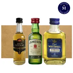 BBVINOS - Mix Miniatura Whisky Whytehall, Ron Botran 12 años & Whisky Jameson Irish Whiskey.