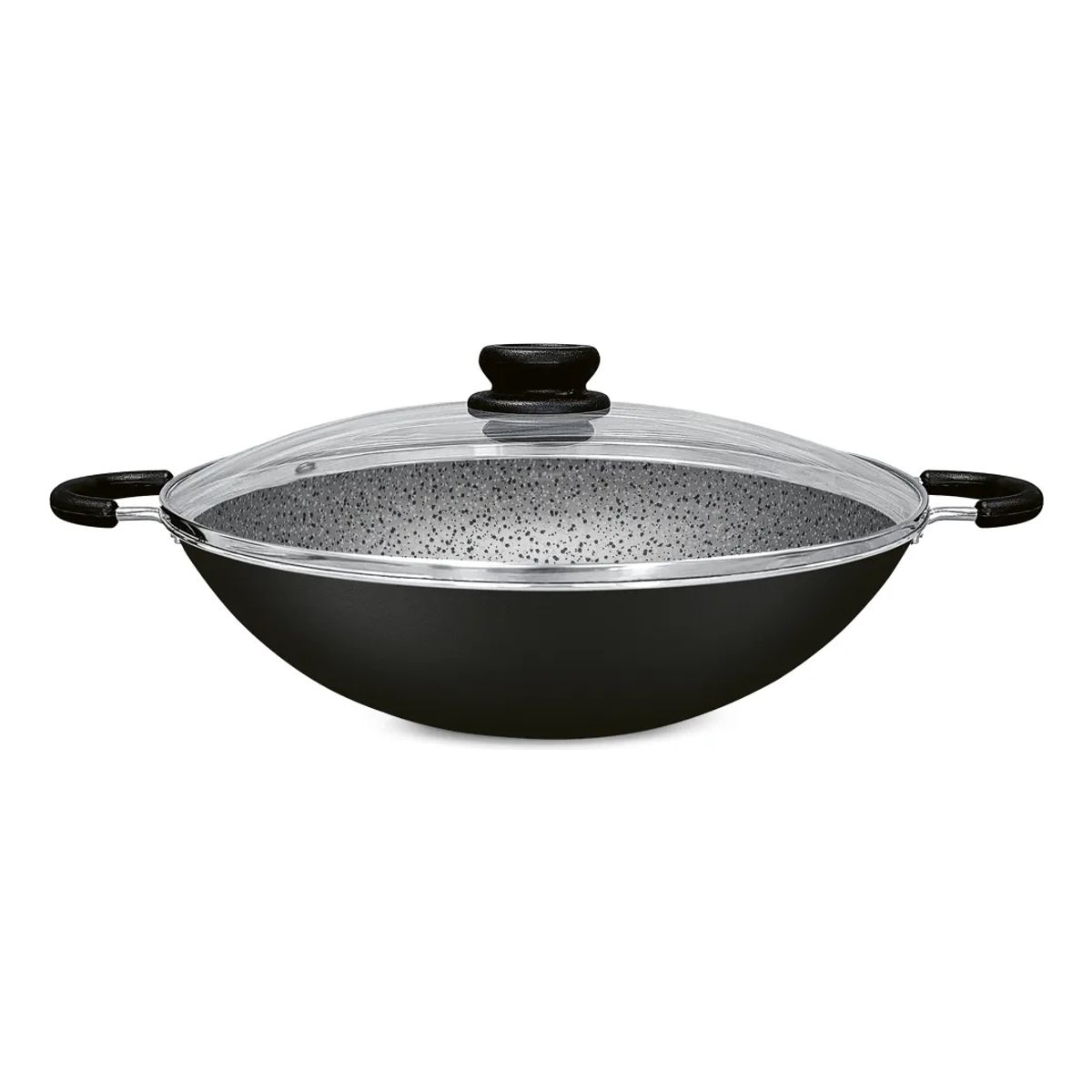 PANELUX - Wok Sarten Panelux 32cm Granito Antiadherente Con Tapa Negro